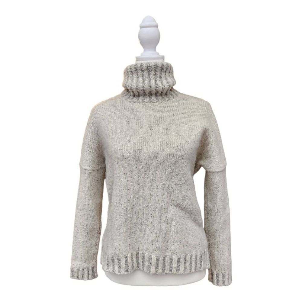 Vince Gray Cashmere Wool Silk Blend Turtleneck Sweater